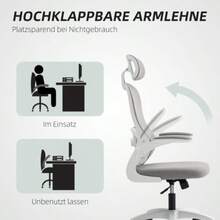 Homcom Ergonomic Office Chair With Mesh Backrest, Adjustable Height, Folding Armrests, 5 Casters, Rocker Function - Grey - View 4
