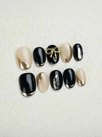 10个椭圆形手工壁龛设计，采用ins风星空猫眼图案，轻盈奢华，简约百搭——适合不同风格的女性搭配，适用于各种场合，可拆卸重复使用。