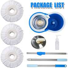 Spin Mop Bucket Set With Soap Dispenser 360°Rotating 2 Microfiber Heads 61" Adjustable Stainless Steel Handle 20QT Floor Cleaner - 藍色 - 查看 2