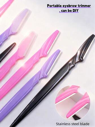 1/10/30 Pieces Of Multi-Color Eyebrow Trimmer, Portable Hair Removal Set, Resin Straight Handle Stainless Steel Eyebrow Knife, Disposable Eye Black Stick Applicator, Cutin Tools, Body, Face And Eyebrow Hair Removers, Skin Smoothing Tools, Anti Scraping Mesh Hair Removers, To Use, Suitable For Beginners To Practice Eyebrow Trimming, Effectively And Gently Remove Eyebrows, Lip And Leg Hair, Makeup Accessories.