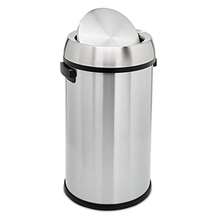 Basics Round Cylindrical Stainless Steel Rubbish Bin With Swing Lid 65 Litres Silver And Black