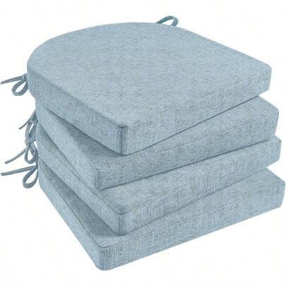 Chair Cushions For Dining Chairs 4 Pack Kitchen Chair Cushions With Ties And Non Slip Backing 16 X 16 Inches Chair Pads For Dining Chairs Baby Blue