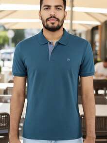 Ogochi Men's Basic Plain Polo Shirt With Logo, No Pocket, Original - Legion Blue - View 2
