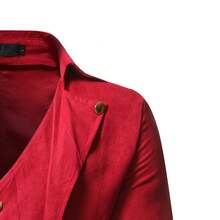 Men's Red & Green Asymmetrical Button Tailcoat, Tuxedo Men, Costumes Men Holiday Party & Masquerade Ball Gala,Traje De Hombre Elegante,De Hombre,Costumes Men,Men,Please Check Size Chart Before Purchasing. - 紅色 - 查看 4