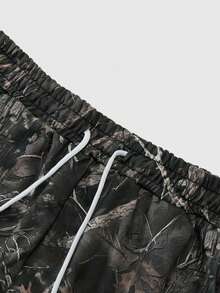 Y2K Streetwear Camouflage Print Wide Leg Pants - Unisex Gothic Letter Graphic Loose Casual Trousers - 墨綠色 - 查看 5