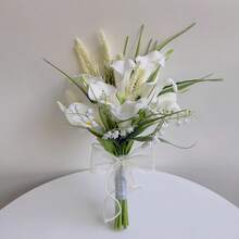 逼真触感马蹄莲人造花新娘捧花、伴娘捧花、婚礼装饰、摄影道具、情人节配饰