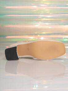 Giày bốt cao gót mũi vuông, cao đến bắp chân, kiểu Pháp cổ ngắn thanh mảnh, giày bốt thời trang đa năng, gót dày tối giản - Màu be - Xem 7