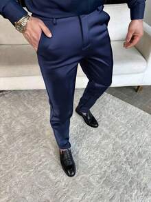 New Men's Business Casual Slim-Fit Trousers - 深灰色 - 查看 1