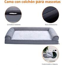 Basics Cama Tipo Sofá para Salón para Perros de hasta 13.61kg con Espuma de Alta Calidad Soporte para Aliviar la Presión Funda Lavable a Máquina Mediano 76.2 x 50.8cm Gris - Gris - Ver 5