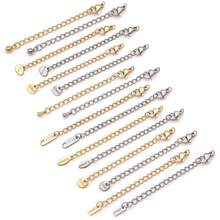 5pcs 304 Stainless Steel Extension Chain Sets End Chains Extension Tails With Clasps Lobster Clasps For Necklace Bracelet Anklet DIY Jewelry Making - Multicolor - View 4