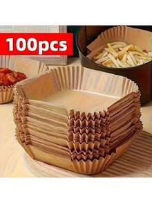 方形一次性空气炸锅衬垫、纸质空气炸锅衬垫、纸质炸篮碗、烤盘、烤箱配件、烘焙工具、厨房小工具、厨房用品、厨房用具 - 彩色 - 查看 2