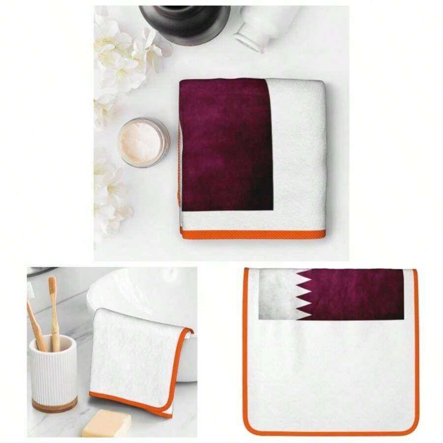 - Toallas de mano con bandera de Qatar - Secado rpido, toallas de microfibra de terciopelo coral, altamente absorbentes, uso como hotel, bao, ducha, toalla de mano, 16x 28 pulgadas - Naranja + Toallas de mano - 16x28 pulgadas - Ver 1