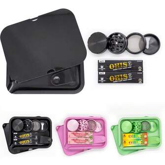 1 Set Smoking Starter Kit, Includes 4-Layer Metal Herb Grinder, Dual-Layer Rolling Tray, 110mm Rolling Papers (With Filters), Home Tools, Durable Materials, Ideal Gift For Valentine's Day, Parties, Holidays