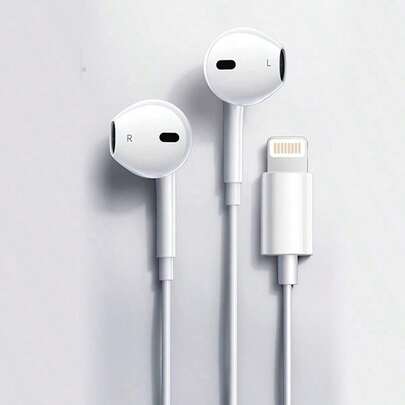 سماعات رأس سلكية مع موصل Lightning متوافقة مع 14/13/12/11/XR/XS/X/8/7/SE/Pro/Pro Max، سماعات أذن سلكية متوافقة مع Apple Lightning، سماعات أذن سلكية متوافقة مع /iPad Lightning