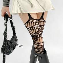 Hole Fishnet Socks Gothic Irregular Openwork Mesh Lace Tights, High Elastic Fabric, Female Cosplay Party Accessories, Essential Fashion Item For Ladies - Black - View 1