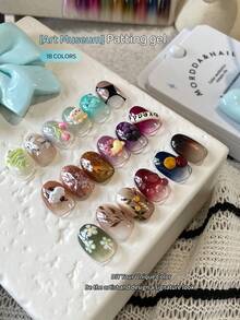 MORDDA 18 Colors Patting Glue Smudge Canned High Saturation Popular Semi-Solid Nail Polish Glue Women's Salon Manicure DIY - Nhiều màu - Xem 3