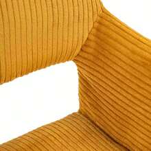 Meubles Cosy Set aus 2 modernen gelben Cord-Schminkstühlen mit Armlehnen – Zusätzliche Hocker mit offener Rückenlehne und Metallbeinen, bequemer Stoffsitz für Schlafzimmer oder Ankleidezimmer - Gelb - Übersicht 7