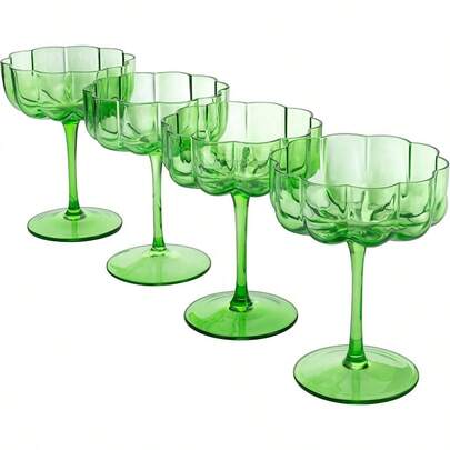 Khen Flower Vintage Wavy Glass Coupes Martini Champagne And Cocktail Coupes Set Of 47oz Colorful Cocktail Glasses And Champagne Prosecco Mimosa Glassware Copyright Design Paris Green
