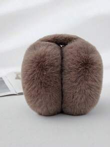 FADZOYLE 1pc Foldable Fluffy Wool Ear Muffs, Adjustable Headband, Soft Wool Lining, Unisex Winter Ear Warmers, Coffee Brown - màu đen - Xem 6
