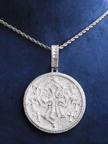 DUBSS 1 Piece Iced Out Multi Cross Disc Necklace Pendant For Men 5A Cubic Zirconia Gold Plated Hip Hop Jewelry - Cross - View 4