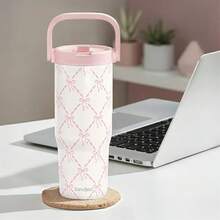 Pink Bow Stainless Steel Straw Lid Tumbler 30oz With Carry Handle For Women Girls, Insulated Travel Coffee Cup, Gift For Sports Outdoor Workout Christmas Birthday - 弓3 - 查看 7