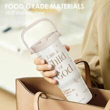 Pink Bow Stainless Steel Straw Lid Tumbler 30oz With Carry Handle For Women Girls, Insulated Travel Coffee Cup, Gift For Sports Outdoor Workout Christmas Birthday - 基督徒1 - 查看 6