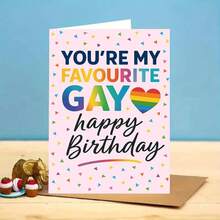 "You're My Favourite Gay" Happy Birthday Card - Vibrant Rainbow Design For Adult LGBTQ+ Celebrations (With Envelope) - Multicolor - View 3