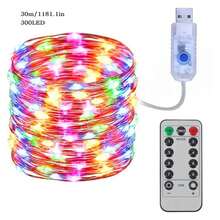 3m/5m/10m/20m/30m Luci a Fata LED, Luci a Stringa Lampeggianti USB Collegate a Fili d'Argento con Telecomando 8 Modalità Luci Cielo Stellato per Esterno, Decorazione Fai-da-Te per Feste, Matrimoni, Natale (Bianco Caldo/Colorato/Bianco) Filo di Rame Puro 8 Modalità con Telecomando