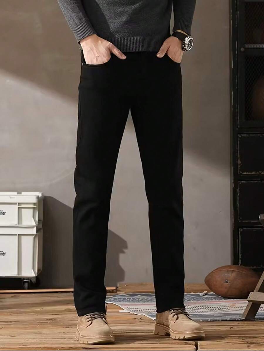 Men's Wash Denim Jeans - Baggy Fit, Casual Streetwear Essential,Trending Denim Jacket - Oversized Style - Relaxed Fit, All - Season Layering - Loose, Vintage - Inspired Streetwear.Christmas Gifts For My Husband & Father Vaqueros Para Hombre - (32L) Metallic Black High-Waist Fit - 查看 1