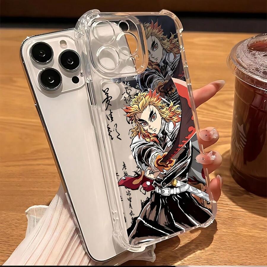 Una funda de teléfono creativa simple y personalizada con protección contra golpes y caídas, adecuada para 17/17 Pro/17 Pro Max/17 Air/ 16/16 Pro/16 Pro Max/16 Plus/ 15/15 Pro Max/15 Pro/15 Plus/ 14/14 Pro/14 Plus/14 Pro Max/ 13/13 Pro/13 Pro Max/12/12 Pro/12 Pro Max/11/11 Pro/11 Pro Max/XR/X/XS/XS Max Funda de teléfono Anime Killer - máscara de gas transparente y suave, funda de animal lindo, funda de carga inalámbrica, materiales de alta calidad, adecuada para jóvenes y entusiastas de la tecnología - Transparente 846 - Ver 1