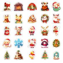 50 buc/set, design cu elemente clasice, autocolante din seria de sărbători de Crăciun, pălărie de Moș Crăciun, șosete, model fulg de zăpadă, material lucios impermeabil, potrivit pentru ambalarea cadourilor, petrecere de Crăciun, ferestre de acasă, felicitări de sărbători - Multicolor - Vizualizare 4