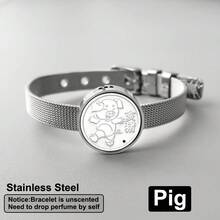 1 Pc The 12 Chinese Zodiac Animals Stainless Steel Aromatherapy Bracelet Diffuser Jewelry Adjustable Essential Oil Diffuser Perfume Bracelet Strap Bracelets - Silver - View 12