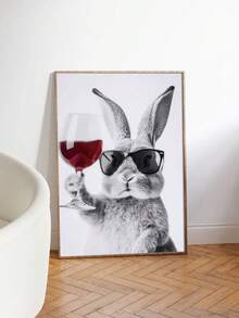 1 tranh in canvas hình thỏ Cheers Bunny hiện đại tối giản - Trang trí tường không khung cho phòng khách, phòng ngủ, văn phòng, hành lang, nhà bếp - Nhiều màu - Xem 2