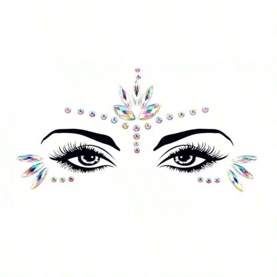 (1 Sheet) Multi-Color Face Gems, Blue Makeup Masquerade Party Holiday Festival Sis Face Decor Waterproof Lasting Faux Jewels Y2K - Màu sắc - Xem 1