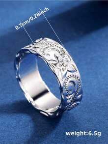 1枚优雅花朵造型戒指，女士礼物，适合婚礼、订婚、周年纪念、派对及其他场合 - 銀色 - 查看 9