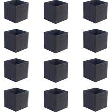13"X13"X13" 12-Pack Foldable Storage Bins Collapsible Closet & Toy Organization Boxes Space Saving Fabric Cubes For Shelves Black - 黑色 - 查看 10