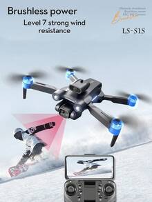 CASRRA Drone com Câmera S1S Drone Controlado por Controle Remoto, Motor Sem Escovas, Desvio de Obstáculos de 360°, WIFI, Filmagem de Lente Dupla, Fotografia Aérea Profissional para Uso Externo, Quadricóptero Dobrável, Helicóptero, Brinquedo, Presente de Aniversário, Câmera Digital