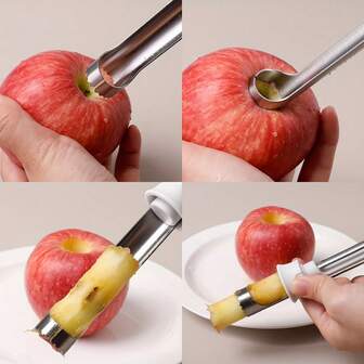 1 Stück Edelstahl Apfelausstecher und -schäler - Doppelfunktion Fruchtausstecher, ergonomischer Griff, scharfe Klinge, perfekt zum Ausstechen und Trennen von Früchten, ideales Küchengerät als Geschenk zu Thanksgiving/Weihnachten/Halloween, Obstschäler