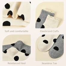 Women Striped Socks, Cute Ankle Calf Sock For Women Cotton Knit Size 5-9, Medium Casual Women's Novelty Socks{Inchsize_nameinch:Inch5-9inch,Inchcolor_nameinch:InchDotsWhiteKhakiBlackGreyinch} - 黑色 - 查看 4