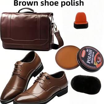 35g Shoe Polish, Professional Shoe Polish, Shoe Shining Kit, Brown Shoe Polish, Suitable For Leather Boots, Leather Shoes, Leather Bags, Furniture, And Leather Care Products.