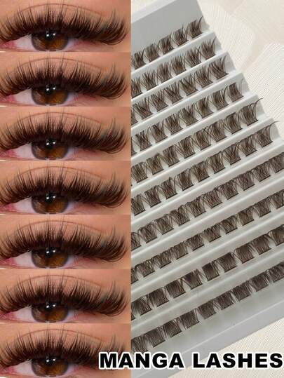 120pcs Fluffy Eyelash Extension Set, Brown Eyelashes, Artificial Mink Eyelashes, Lightweight Eyelashes, DIY Eyelash Convenience Set, Creating A DIY Eyelash Revolution, Suitable For Beginners To Use Eyelashes Daily Wear, Halloween, Christmas, Dates & Party