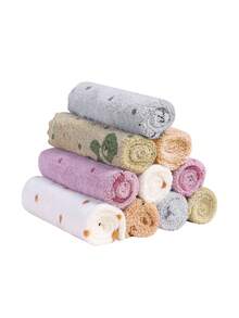 10pcs Cute Bear Baby Towel And Handkerchief Set - Soft & Highly Absorbent Face Cloth/Burp Cloth/Hand Towel, Daily Home Use, Unisex For Baby Boys And Girls, Multi-Purpose For Feeding/Bathing/Nursing, Ideal Newborn Gift (11.8"X11.8"/30x30cm) - Multicolor - View 4