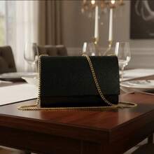 Kit 2 Square Bags Women's Handbag Shiny Party Chain Shoulder Strap With Glitter Blogger - Black - View 5