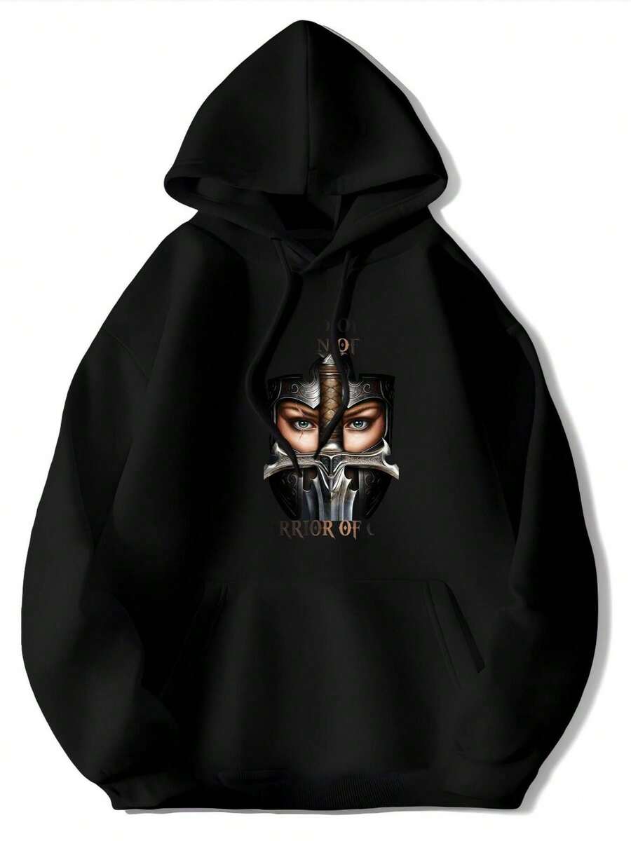 Of Light Hoodie - Medieval With Sword Graphic Pullover Sweatshirt, Soft Fleece Hoodie Men & Women, Dark Background Gaming Costume, Halloween Outfit - Warm Fall/Winter Apparel Cosplay, Fantasy Fans - Great Gamers & Med - 黑色 - 查看 1