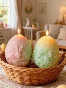 New Cute Rabbit & Egg Silicone Mold | Heat Resistant & High Elasticity One-Piece Molding | Multi-Purpose Candle, Plaster, Handicraft DIY Mold Suitable For Stress Relief Toys, Party Gifts, Photography Decor, Holiday Home Decor | Easy Demold & Clean, Reusable - White - View 1