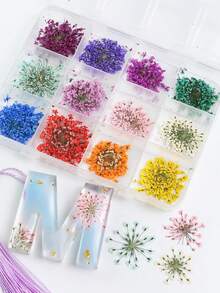 48支/盒 彩色天然干花，环氧树脂模具填充材料，珠宝铸造用品，DIY工艺品，情人节礼物装饰，节日装饰，DIY项目 - 彩色 - 查看 2