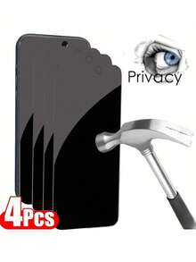 Bộ 4 miếng dán màn hình kính cường lực chống nhìn trộm, tương thích với iPhone 16 Pro Max, 15 Pro, 14 Plus, 11, hoàn thiện mờ, bảo vệ quyền riêng tư cho màn hình điện thoại thông minh, quà tặng sinh nhật, gia đình, bạn bè, miếng dán màn hình điện thoại, phụ kiện điện thoại, chống nước, chống sốc, chống rơi, chống rơi, chống trầy xước, chống bám vân tay, bao phủ toàn bộ - màu đen - Xem 17