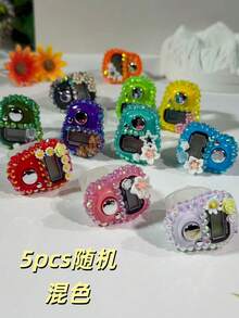 عداد أصابع مرصع بالألماس متعدد الألوان على شكل زهرة صغيرة، عداد إلكتروني محمول بزر يدوي، عداد بطاقة مصغر مناسب لعد التسبيح والرياضة وهدايا المناسبات - متعدد الألوان - مشاهدة 17