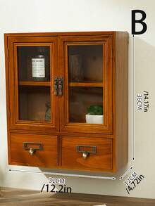 1pc Vintage Wooden Double Door Display Cabinet, Multipurpose Storage For Collectibles, Cosmetics, Coffee Cups, Decorative Drawers Organizer Box, Jewelry Box Gift (Acrylic Has Protective Film, Please Remove Before Use) - Brown - View 14