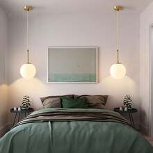 1 件现代简约时尚可调节球形吊灯，E27 插座，硬接线，适用于客厅、餐厅、卧室、陈列室、办公室，不含灯泡 - 金色 - 查看 8